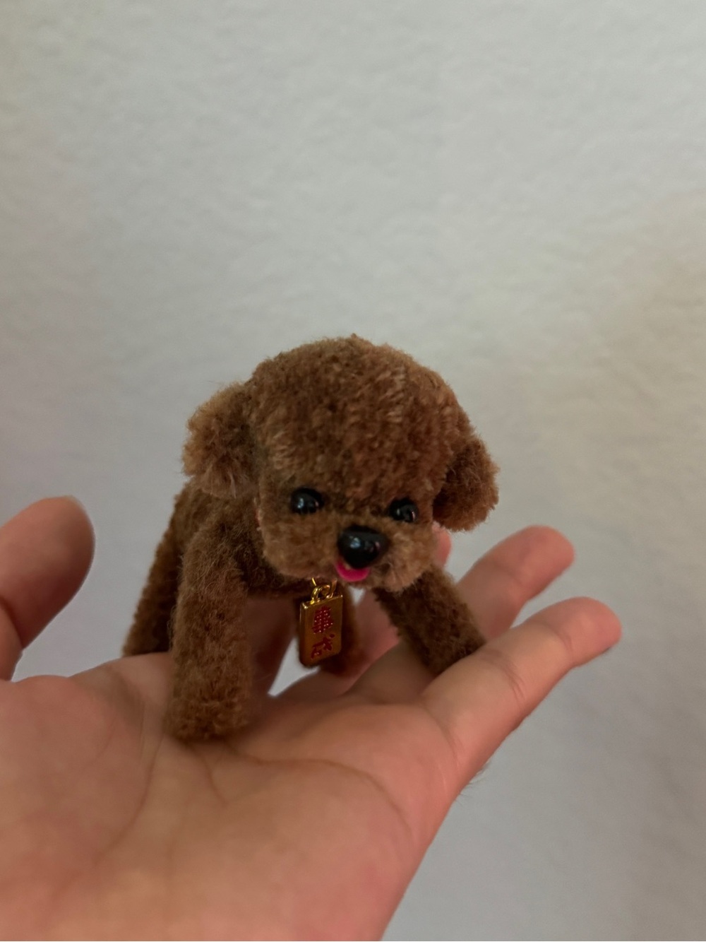 Mini Brown Poodle Dog Figurine Fuzzy decor